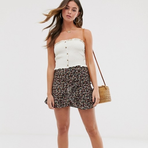 Vintage Dresses & Skirts - Vintage Floral High Waisted Circle Mini Skirt